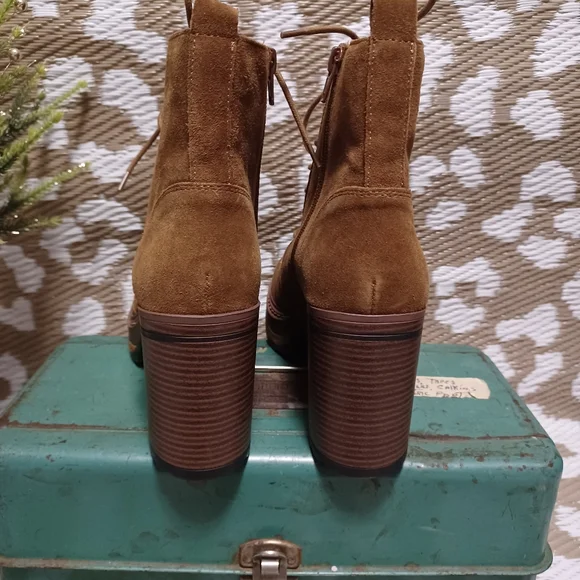 Suede Lace-Up Platform Ankle Boots in Brown - Picture 10 of 14
